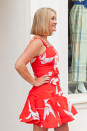 Red Swirl Belted Mini Dress Ciebon