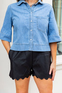 After Hours Scallop "Leather" Shorts Entro