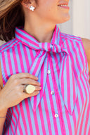 The Capri Stripe Peplum Top Entro