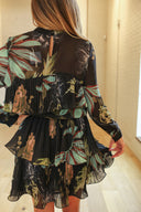 Palm Tiered Event Dress w/ Belt