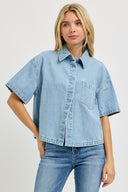 Cropped Denim Button Down