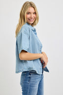 Cropped Denim Button Down