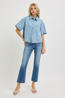 Cropped Denim Button Down