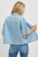 Cropped Denim Button Down