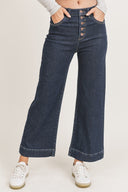 Button Fly Ankle Wide Leg Jeans