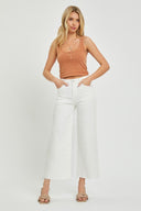 White High-Rise Crop Wide Jeans