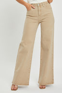 Khaki High Rise Tummy Control Wide Jeans