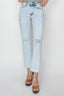 Acid Wash Crop Slim Straight Jeans