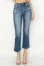 Medium Wash High Rise Crop Flare Jeans