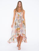 Hi-Lo Pastel Jungle Spaghetti Strap Belted Dress
