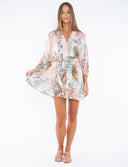Belted Long-Sleeve Mini Swing Dress