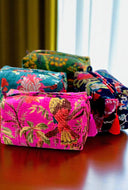 Adeline Velvet Floral Cosmetic Bag Nash Grey