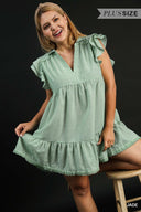 Minty Fresh Flutter Dress - Plus Size