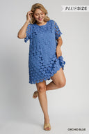 Blue Dotty Dress - Plus Size