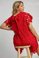Radiant Red Lace Mini Dress - Plus Size