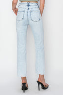 Acid Wash Crop Slim Straight Jeans