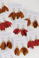 Garnet Gold Dipped Feather Statement Earrings St Armands Designs of Sarasota