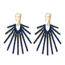 Navy Sunburst Statement Drop Earrings