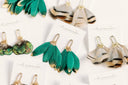 Emerald Gold Dipped Feather Tassel Statement Earrings St Armands Designs of Sarasota