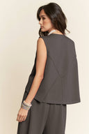 Crewneck Cinch-Tie Top & Pants Set Davi & Dani