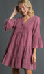 Mineral Wash Gauze Dress w/ Bell Sleeves