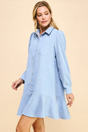 Frosted Blue Corduroy Dress