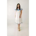 Blue Blossom Embroidery Dress - Plus Size