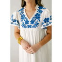 Blue Blossom Embroidery Dress - Plus Size