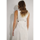 Button Waist Cotton Pleated Dress
