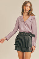 RUFFLE COLLAR BUTTON DOWN TOP MTP1699 &MERCI