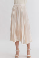 Champagne Pleated Midi Skirt