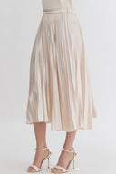 Champagne Pleated Midi Skirt