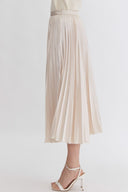 Champagne Pleated Midi Skirt