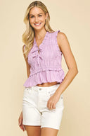 Lilac Blossom Smocked Tie-Top