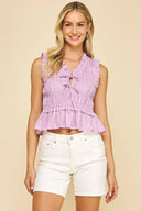 Lilac Blossom Smocked Tie-Top