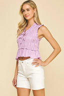 Lilac Blossom Smocked Tie-Top