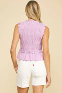Lilac Blossom Smocked Tie-Top