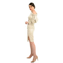 Asymmetric Scarf Collar Sheath Dress