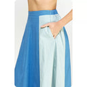 Colorblock Linen Skirt | Blue