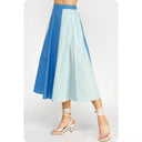 Colorblock Linen Skirt | Blue