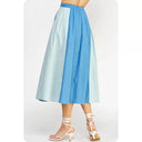Colorblock Linen Skirt | Blue