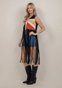 The Sunset Social Colorblock Fringe Vest Saints & Hearts