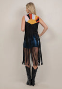The Sunset Social Colorblock Fringe Vest Saints & Hearts