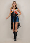 The Sunset Social Colorblock Fringe Vest Saints & Hearts