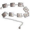 Rectangular Concho Chain Belt - Silver