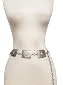 Rectangular Concho Chain Belt - Silver