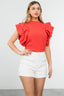 Bright Coral Flutter Top