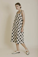 Checkerboard Crochet Midi Dress