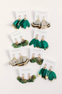 Emerald Gold Dipped Feather Tassel Statement Earrings St Armands Designs of Sarasota