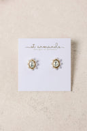 Crystal Pearl Oval Stud Earrings St Armands Designs of Sarasota